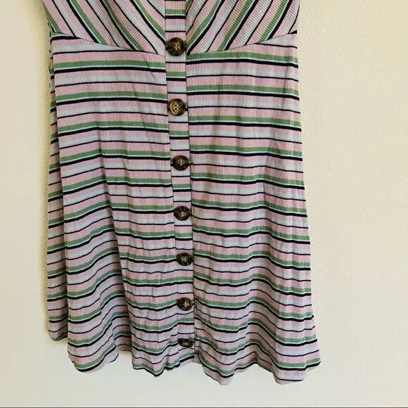 Miami striped Button Front Mini Dress Size Small - Picture 2 of 7